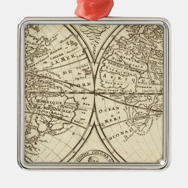 World Map 4 Metal Tree Decoration (Front)
