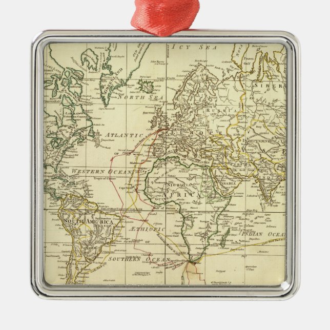 World Map 5 Metal Tree Decoration (Front)