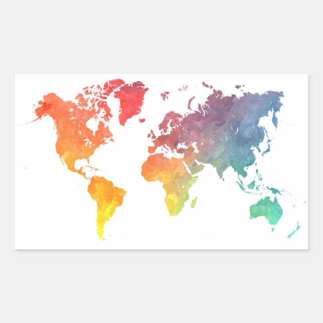 world map 5 rectangular sticker (Front)