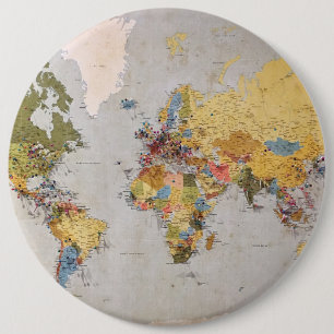 world map 6 cm round badge