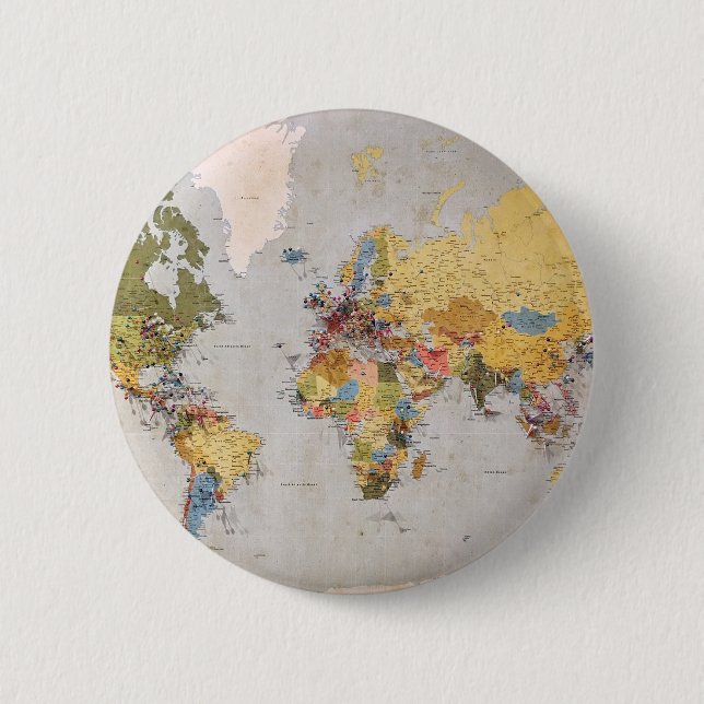 world map 6 cm round badge (Front)