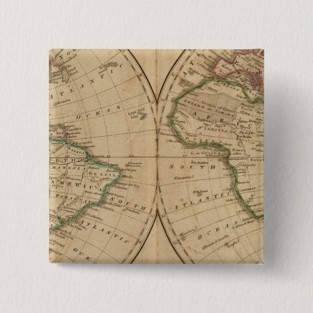 World Map 7 15 Cm Square Badge (Front)