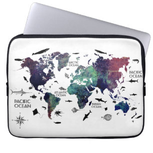 world map 7 laptop sleeve