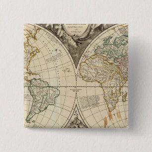 World Map 8 15 Cm Square Badge