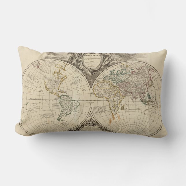 World Map 8 Lumbar Cushion (Front)