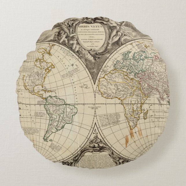 World Map 8 Round Cushion (Front)