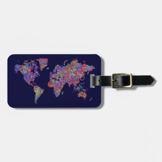 World Map, Action Painting Luggage Tag