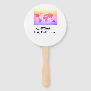 World map add name text place country city text mi hand fan