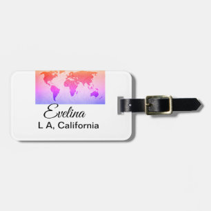 World map add name text place country city text mi luggage tag