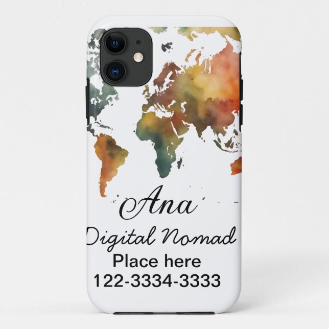 World map add your name text place city phone Case-Mate iPhone case (Back)