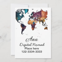 World map add your name text place city phone