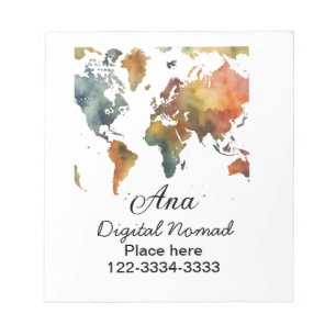 World map add your name text place city phone notepad