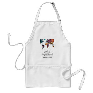 World map add your name text place city phone standard apron