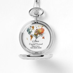 World map add your name text place city phone watch