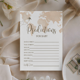 World Map Adventure Awaits Baby Predictions Invitation