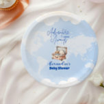 World Map Adventure Awaits Baby Shower Paper Plate<br><div class="desc">Make your baby shower even more memorable with our Adventure Awaits Baby Shower Paper Plates! Featuring delightful travel-inspired illustrations like globes, maps, and aeroplanes, these plates are perfect for adding a fun and adventurous touch to your celebration. Key Features: Travel-Inspired Design: Charming details of aeroplanes, globes, and maps that create...</div>
