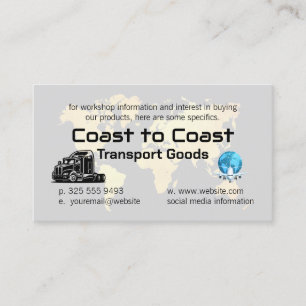  World Map   Air Plane   Semi Truck   Transports Business Card