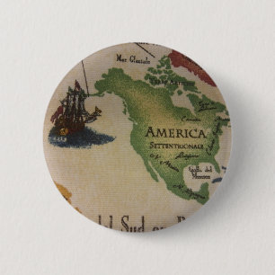 World Map - America 6 Cm Round Badge