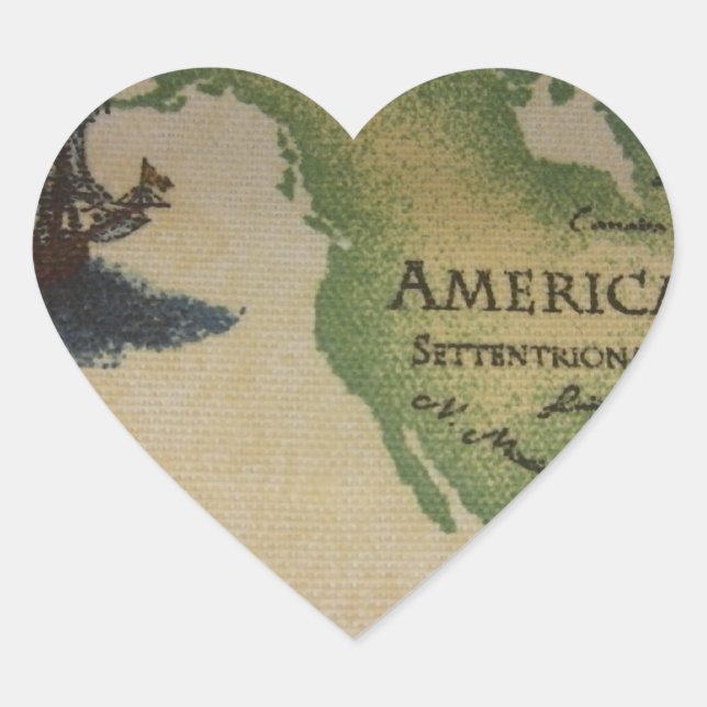 World Map - America Heart Sticker (Front)