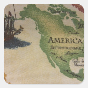World Map - America Square Sticker