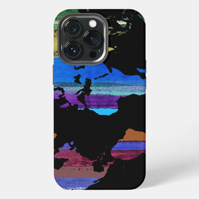world map and color stripes iPhone case (Back)