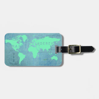 World Map and Passport Stamps (Map Wanderer) Luggage Tag