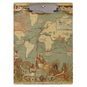 World Map Antique 1886 Illustrated Clipboard