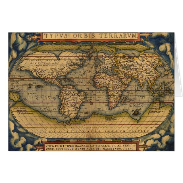World Map Antique Ortelius Europe Travel (Front Horizontal)