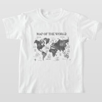 World Map Art Black White Nautical