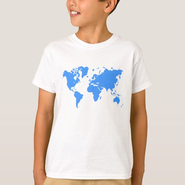 World Map - Baby Blue T-Shirt (Front)