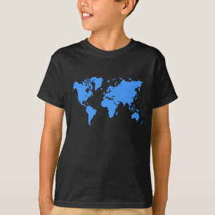 World Map - Baby Blue T-Shirt