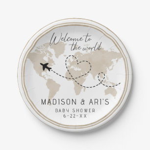 World Map Baby Shower Paper Plates