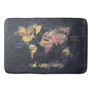 world map bath mat