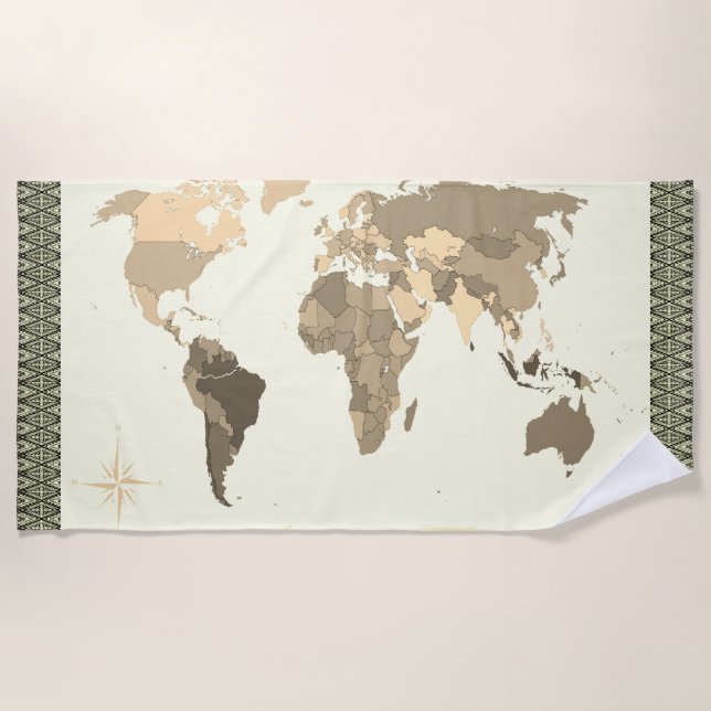 World Map  Beach Towel (Front)