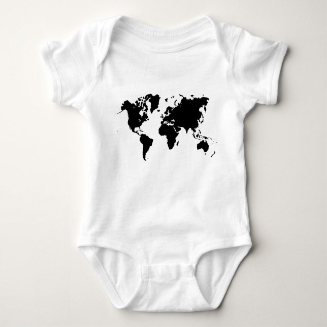 World Map - Black Baby Bodysuit (Front)