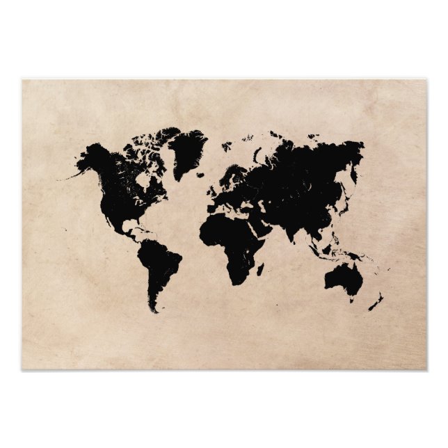 world map black photo print (Front)