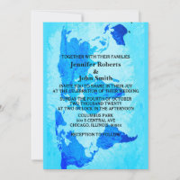 World Map Blue Abstract Colourful Bright Wedding