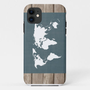 World Map . blue and white Case-Mate iPhone Case