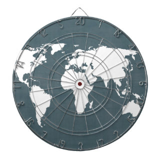 World Map . blue and white Dartboard