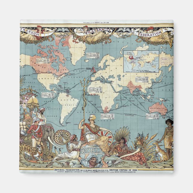 World map-British Empire-1886 Magnet (Front)