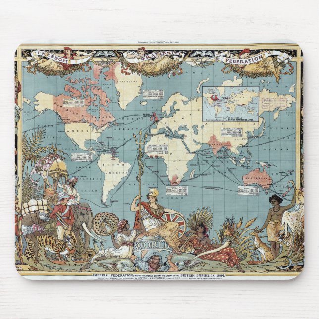World map-British Empire-1886 Mouse Pad (Front)