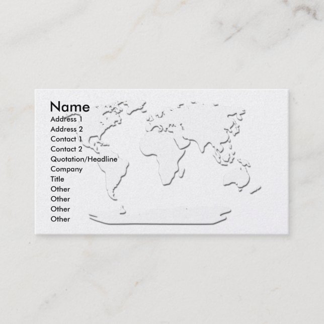 World Map Business Card Gold (Front)