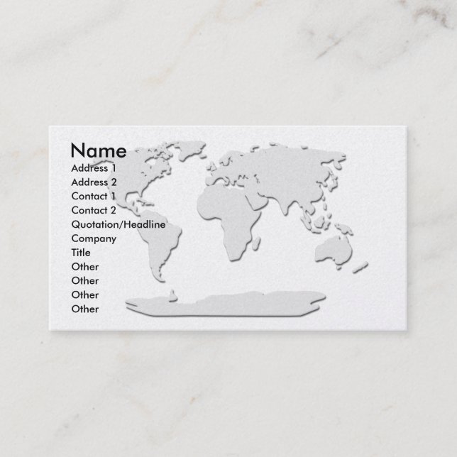 World Map Business Card Platinum (Front)