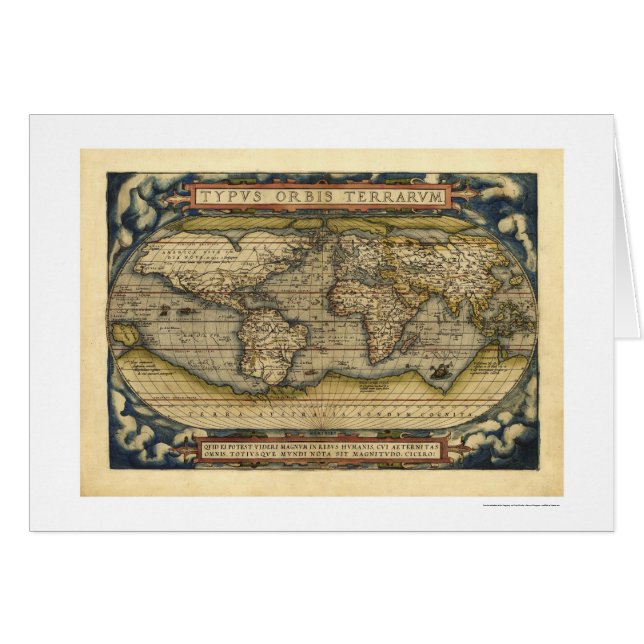 World Map By Ortelius 1570 (Front Horizontal)