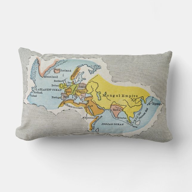 WORLD MAP, c1300. Lumbar Cushion (Front)