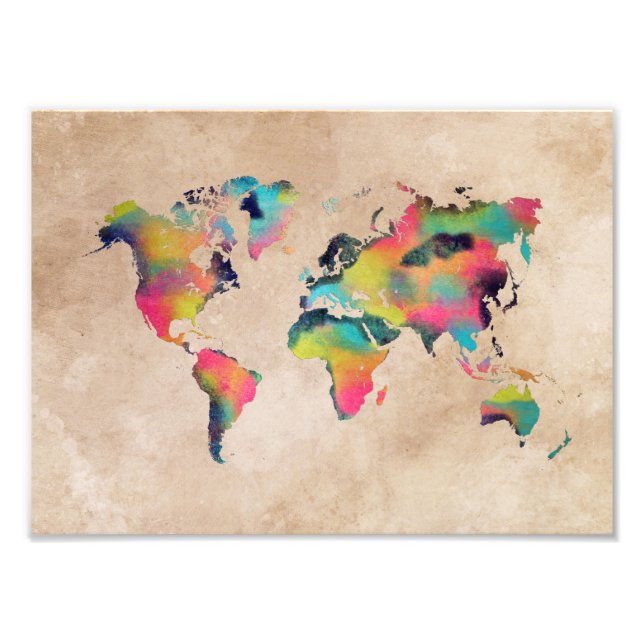 world map colour photo print (Front)