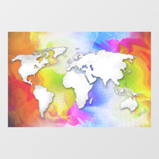 World Map Colourful Bright Yellow Pink White
