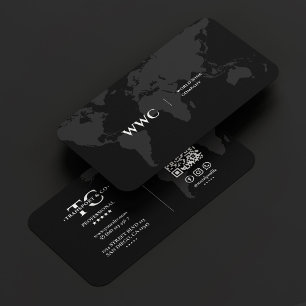 World Map Company Monogram Black Grey Business Card
