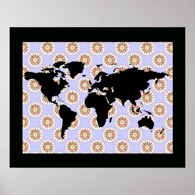 world map & compass rose poster (Front)