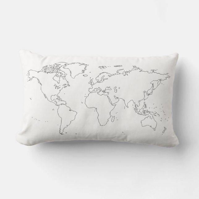 World Map Cotton Pillow (Front)